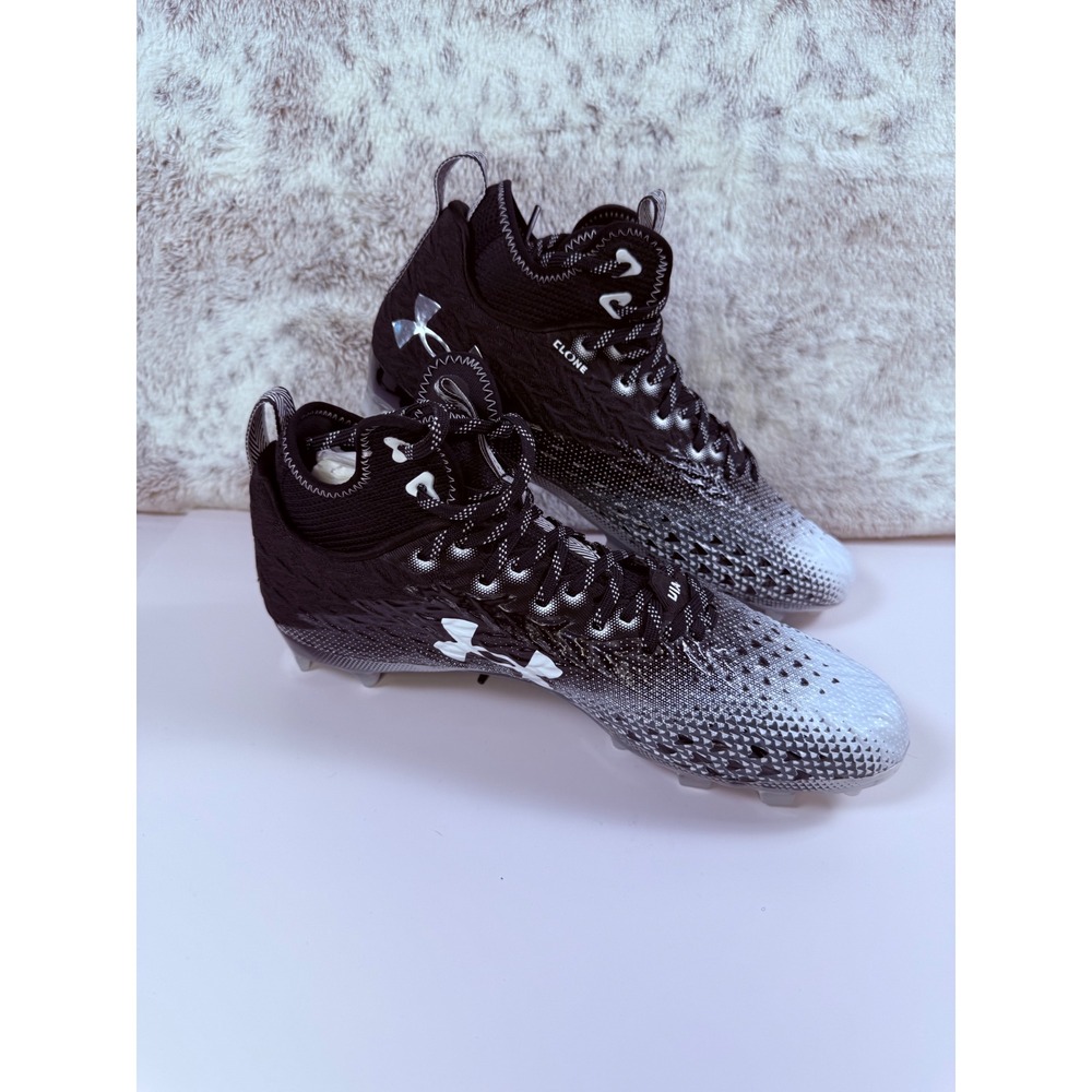 Under Armour Clone Blur MC Football Cleats Mens Black/White Athletic Shoes